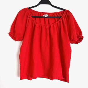 Madewell Texture & Thread Peasant Top Red Size Medium